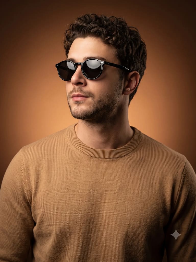 Man Sunglasses Warm Tone Studio Portrait (Variation 1)