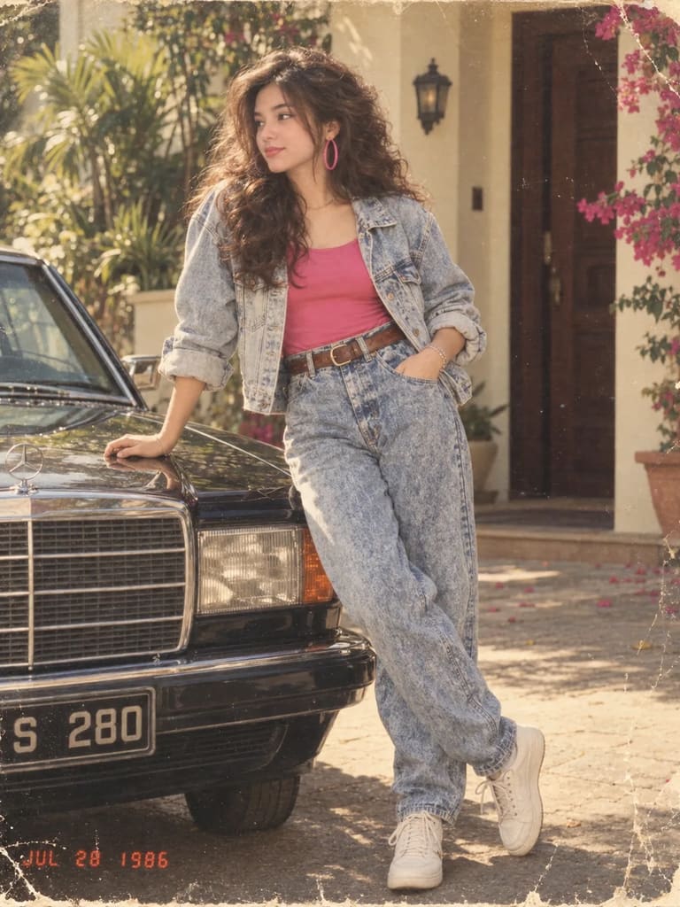 80s Women's Vintage Car Portrait (Variation 2)