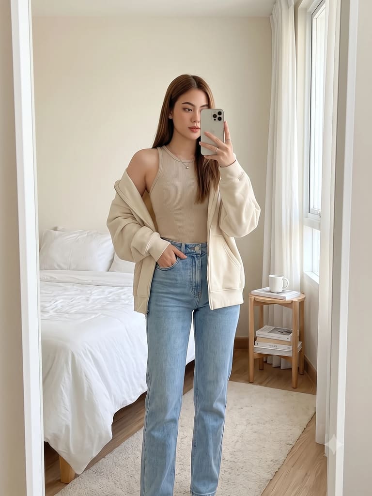 Girl Mirror Selfie Casual Wear Portrait (Variation 2)