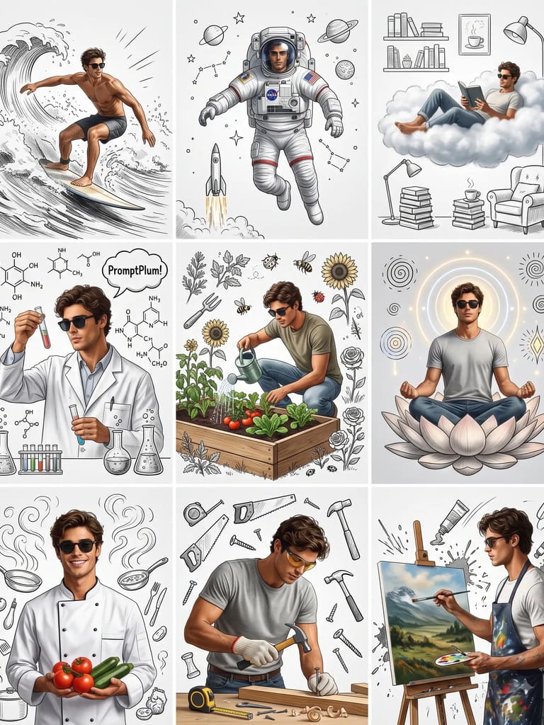 Man Doodle Line Art Collage (Variation 6)