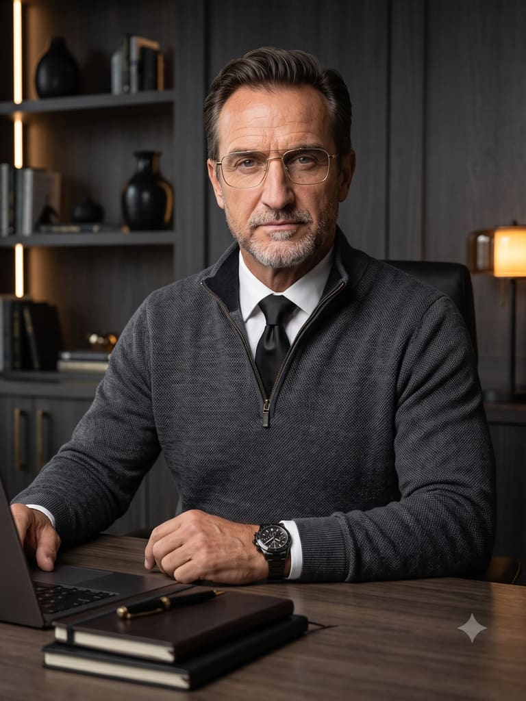 Businessman at Office Desk with Laptop Portrait (Variation 5)