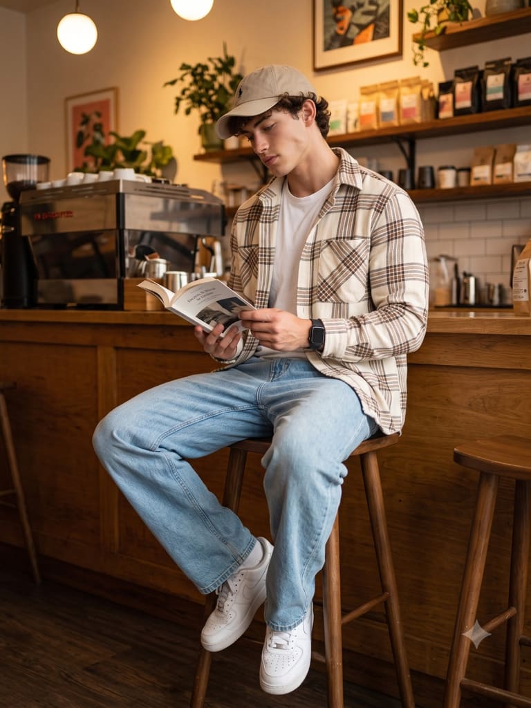 Cozy Coffee Shop Lifestyle Photo of Man Portrait (Variation 1)
