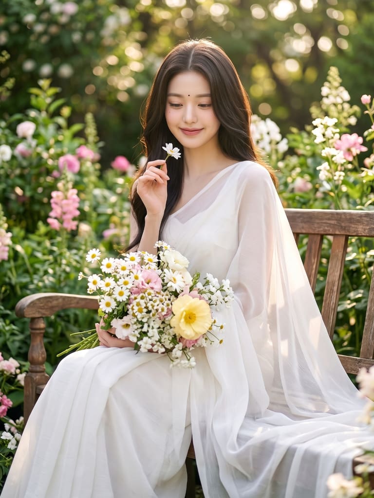 Ethereal Grace in the Garden Portrait (Variation 2)