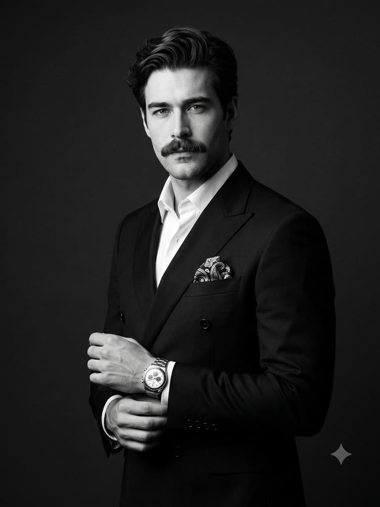 Classic Monochrome Portrait of Elegant Gentleman Portrait (Variation 5)