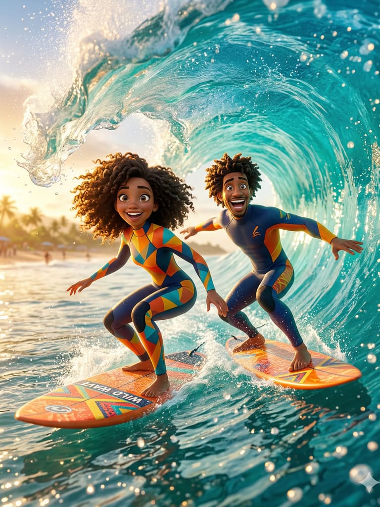 Tropical Wave Riders 3d Animation (Variation 3)
