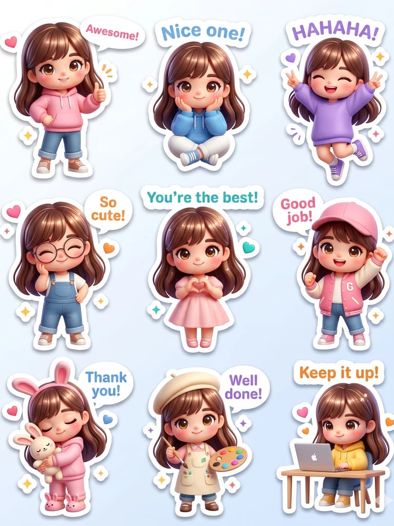 Chibi Girl Expression Pack Portrait (Variation 4)