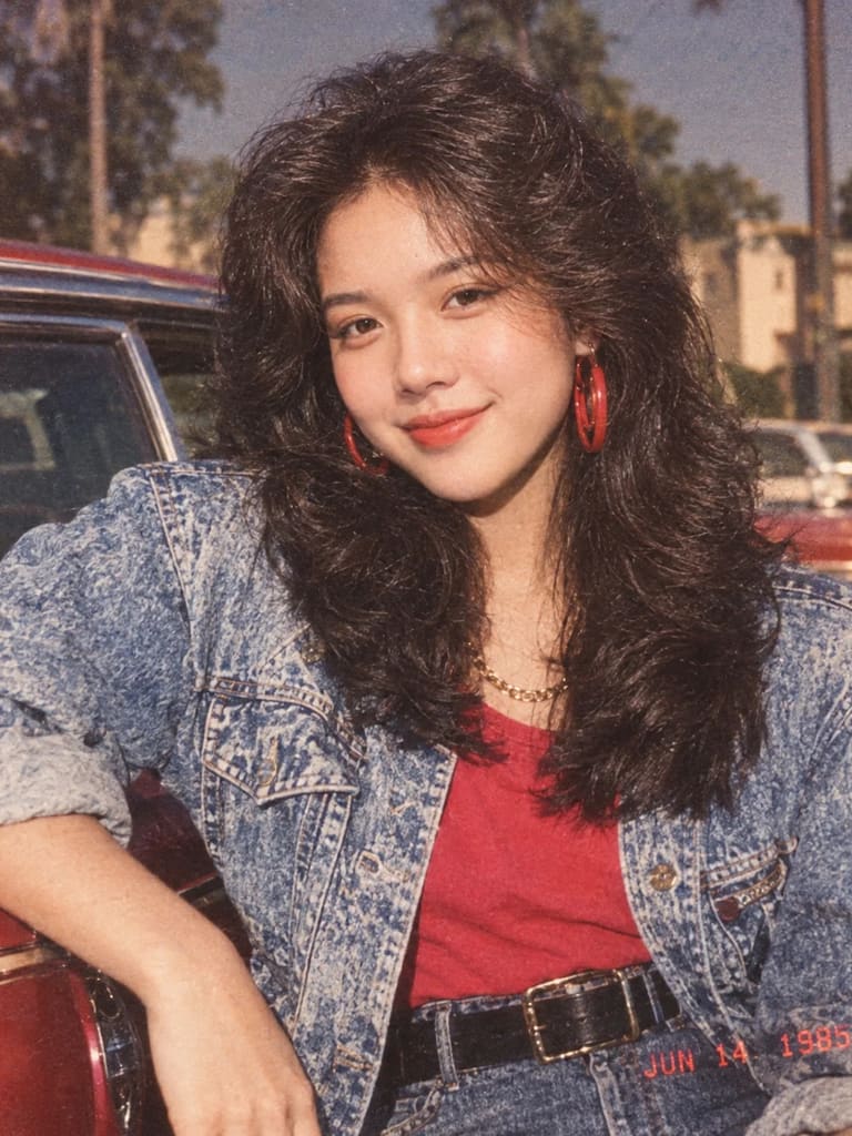 1980s Retro AI Photo Trend Girl Aesthetic Portrait (Variation 3)