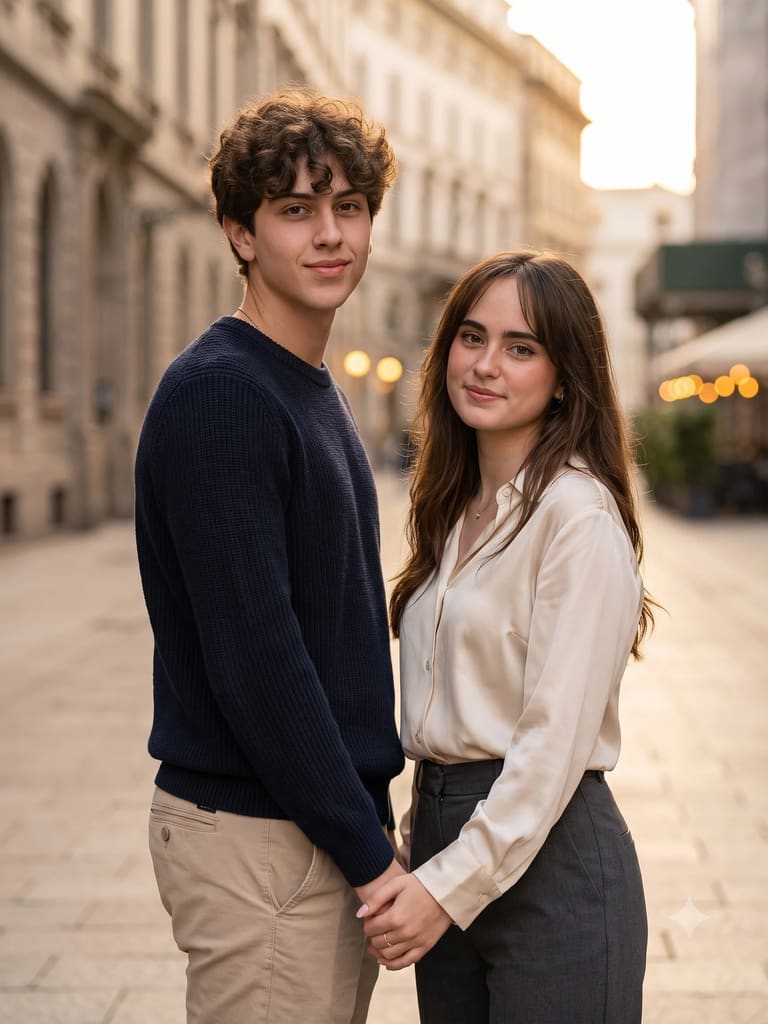 Golden Hour Couple City Portrait