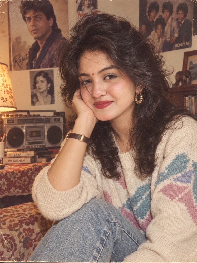 Nostalgic 1980s Bedroom Portrait (Variation 3)