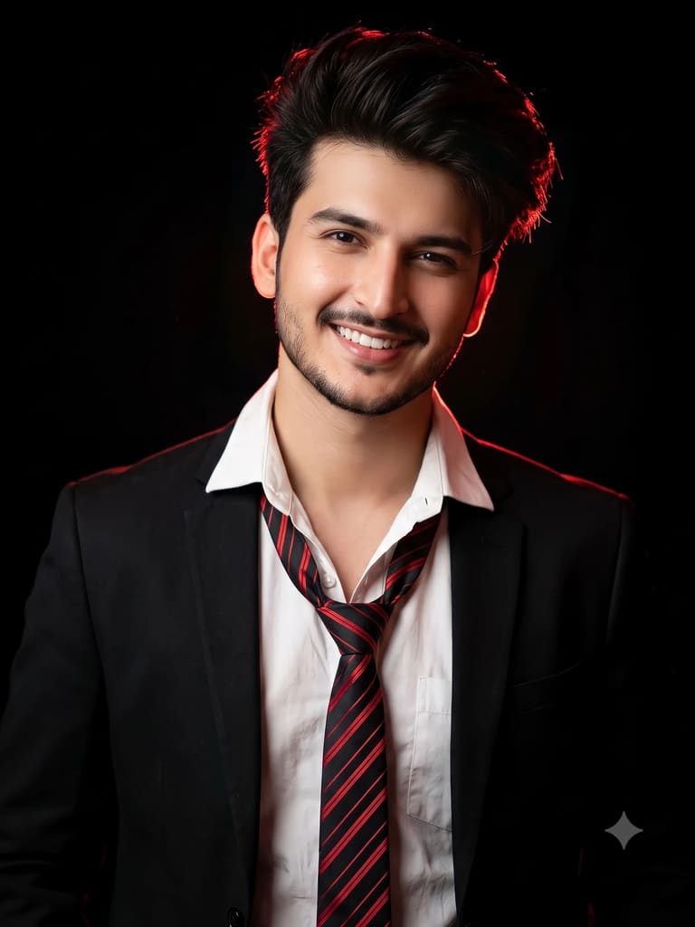 Man with Loosened Tie in Dramatic Red Lighting