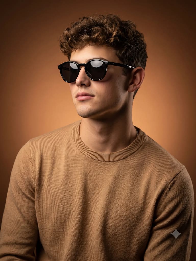 Man Sunglasses Warm Tone Studio Portrait (Variation 2)