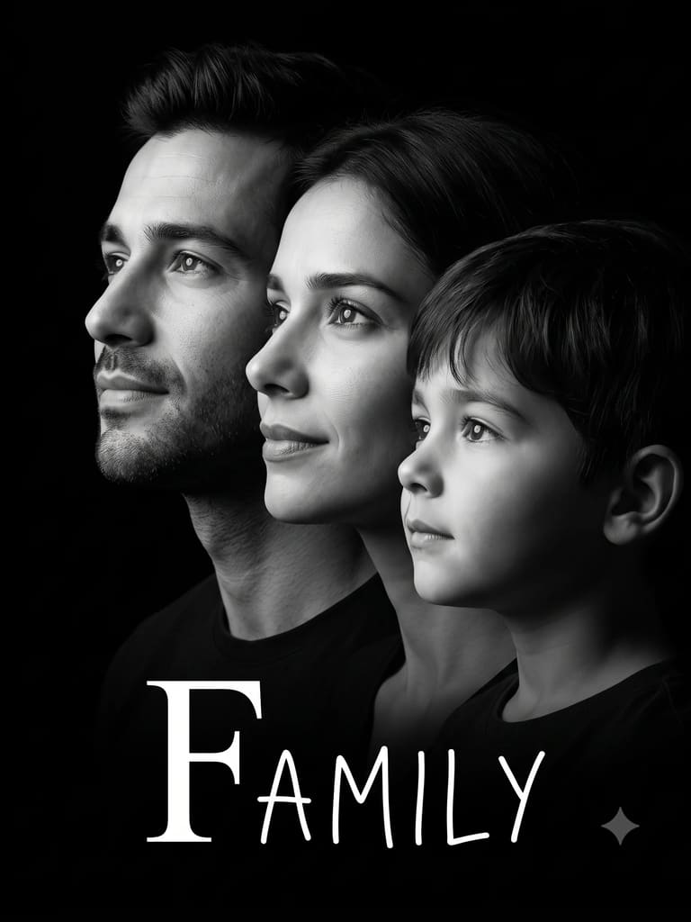 Monochrome Minimalist Family Studio Profile Portrait (Variation 4)