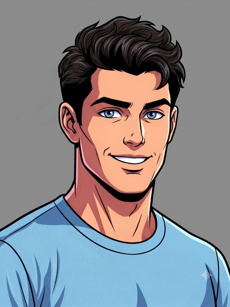 2d Comic Style Boy Avatar | Male Portrait (Variation 2)