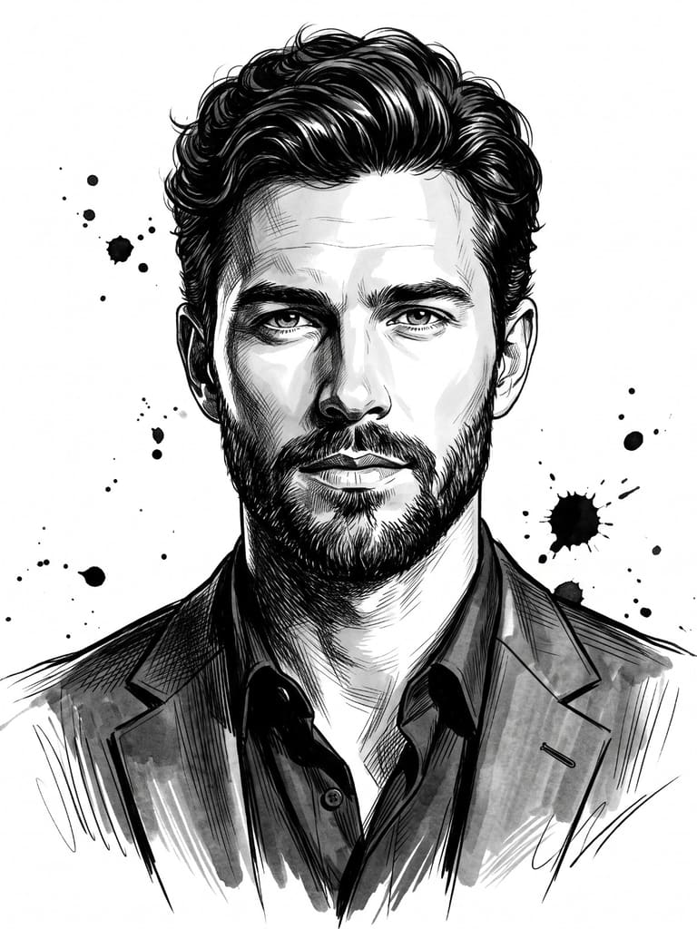 Splattered Sketch Portrait