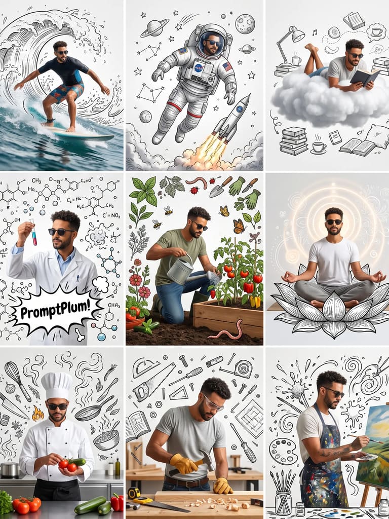 Man Doodle Line Art Collage (Variation 2)