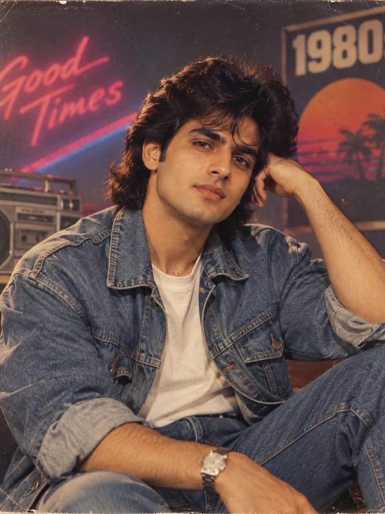 Nostalgic 1980s Bedroom Portrait (Variation 2)