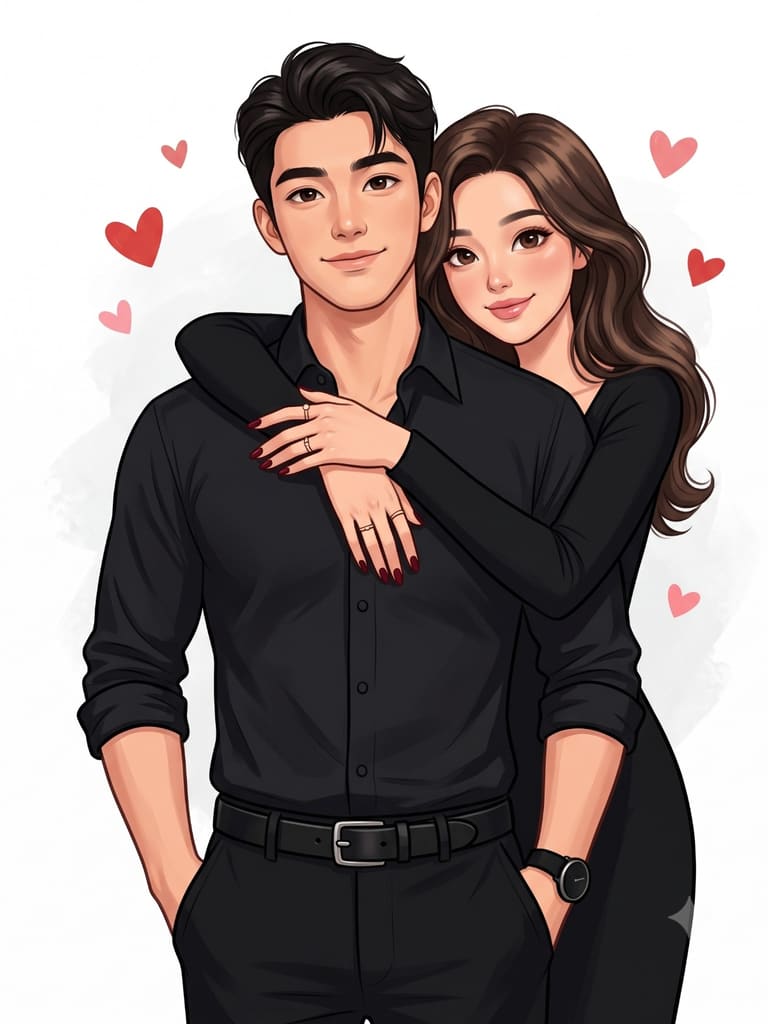 Wrapped in Affection Cartoons Illustration (Variation 2)