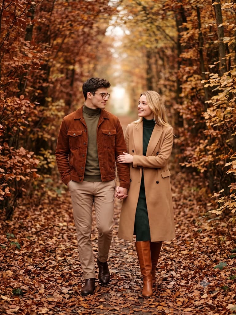 Couple Autumn Walk Cinematic Photography (Variation 2)