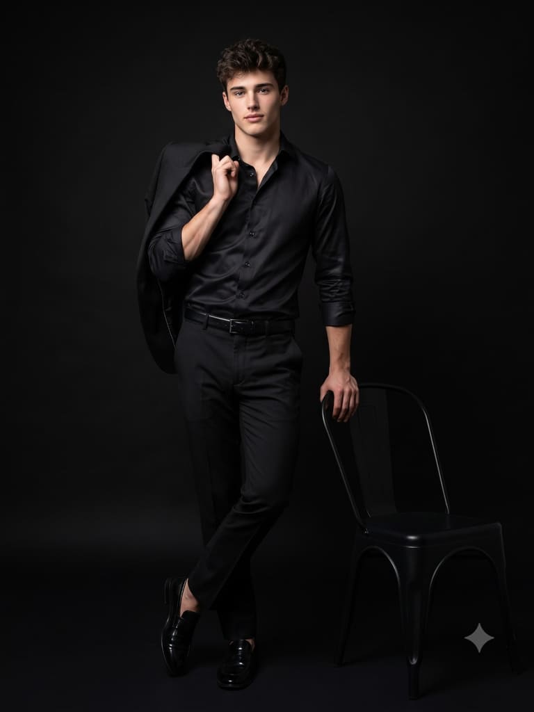 Studio Portrait with Chair Portrait (Variation 2)
