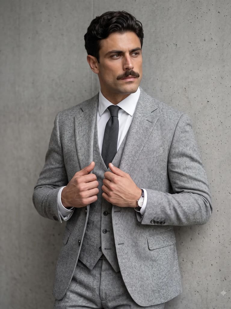 Grey Suit Aesthetic Editorial Photography (Variation 5)