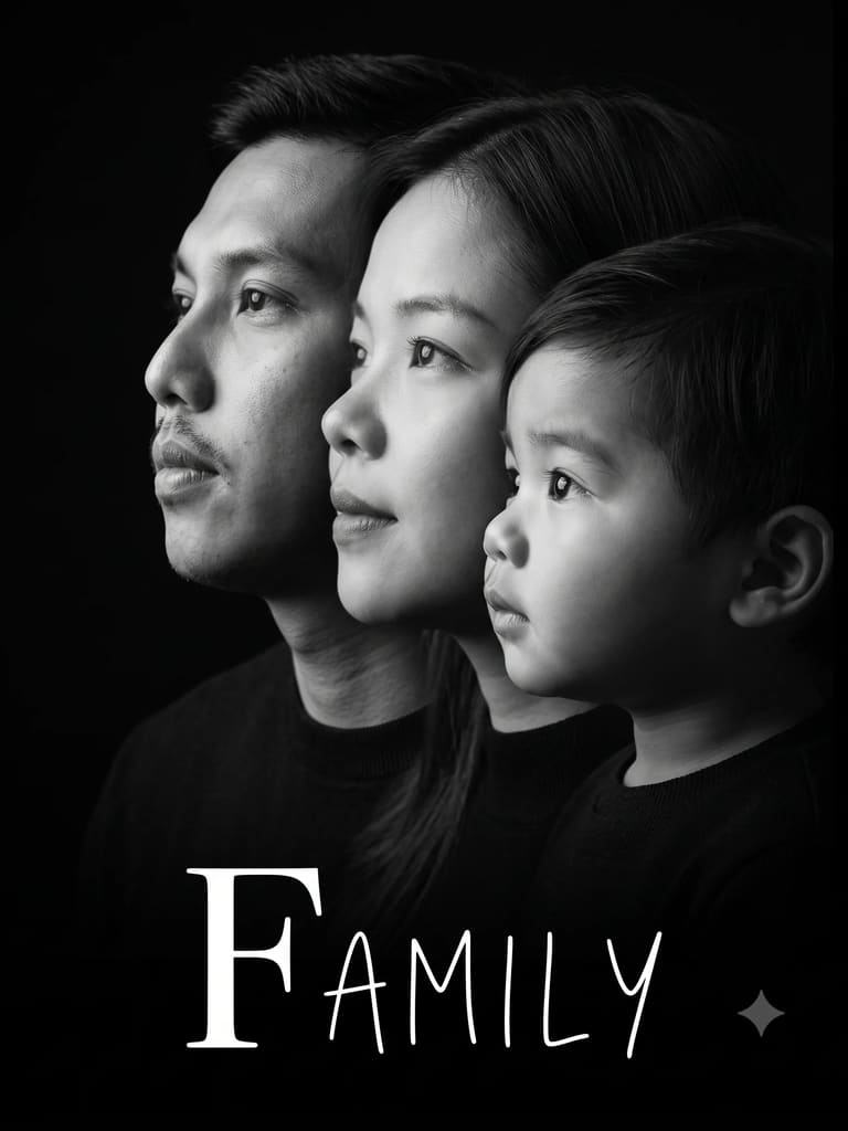 Monochrome Minimalist Family Studio Profile Portrait (Variation 3)
