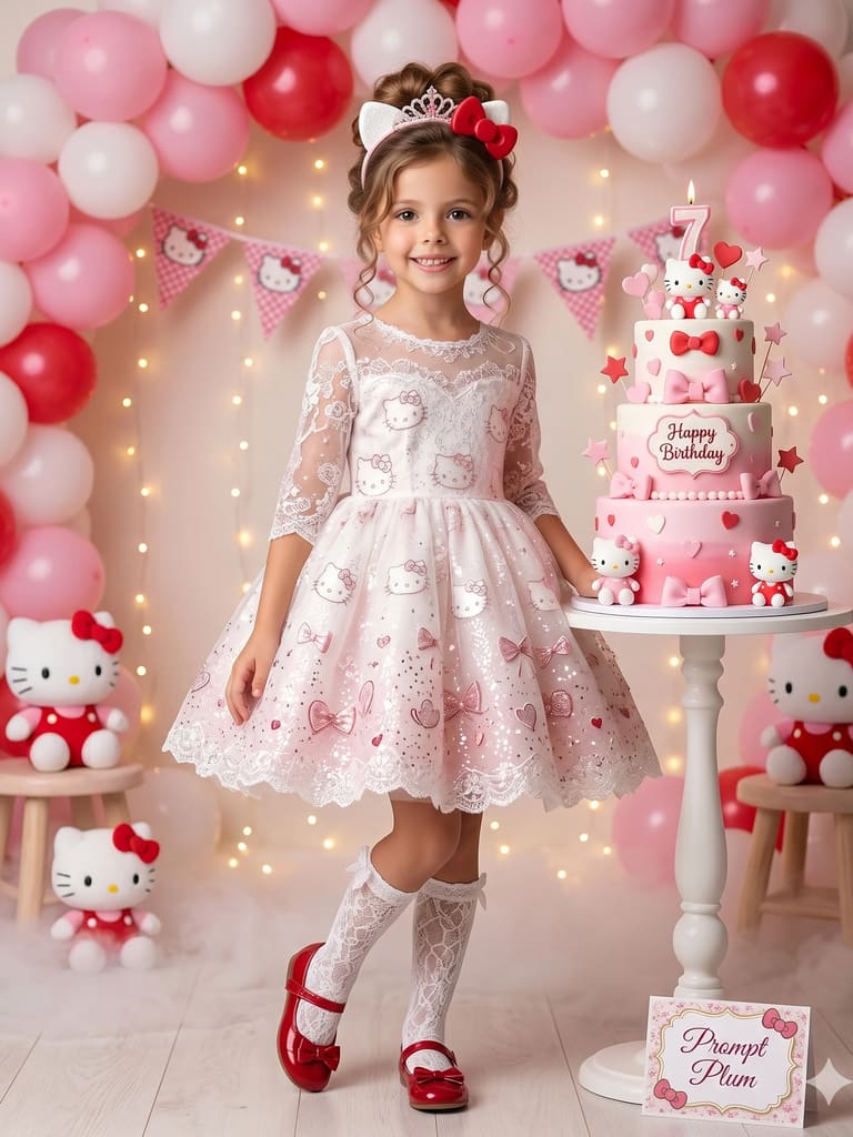 Dreamy Hello Kitty Themed Birthday Girl Portrait (Variation 2)