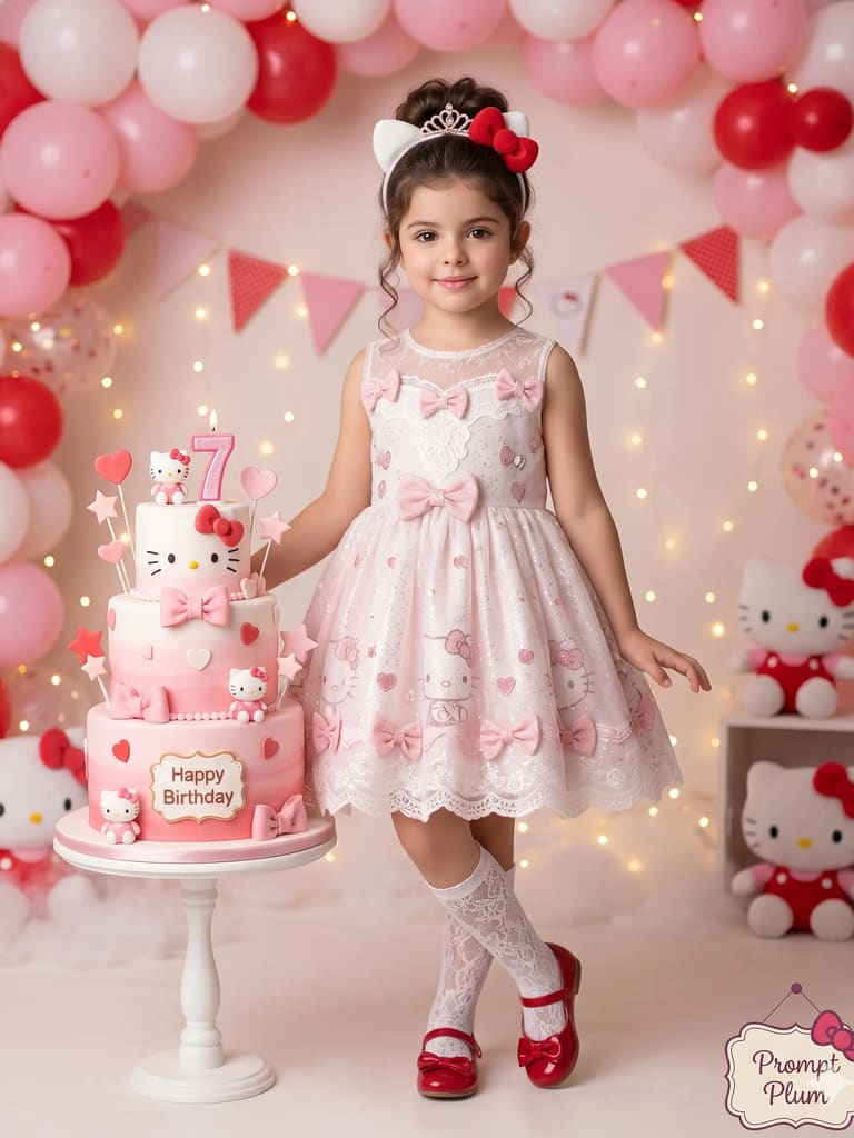 Dreamy Hello Kitty Themed Birthday Girl Portrait (Variation 3)