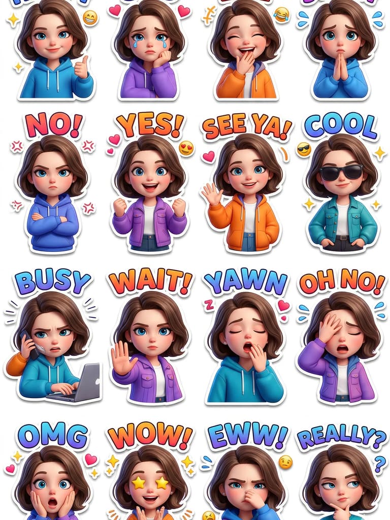 Expressive Girl Sticker Pack