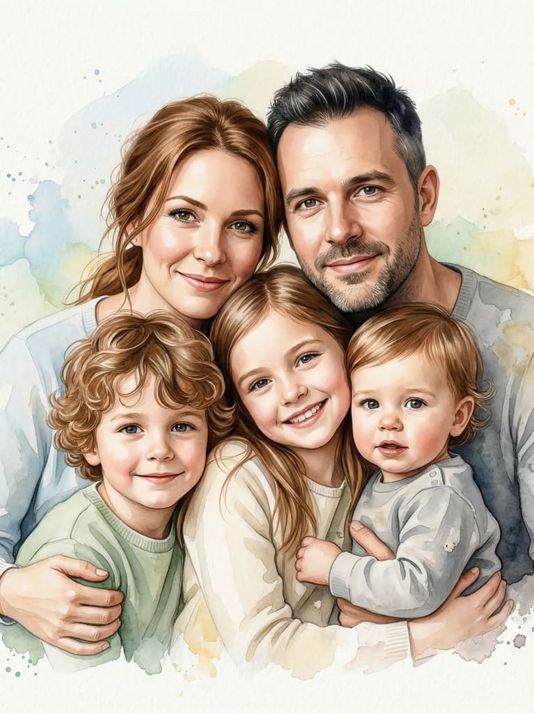 Warm Watercolor Family Bond Illustration (Variation 2)