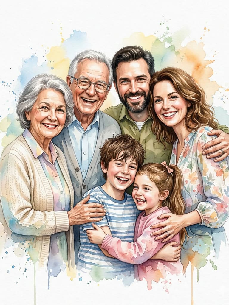 Warm Watercolor Family Bond Illustration (Variation 3)