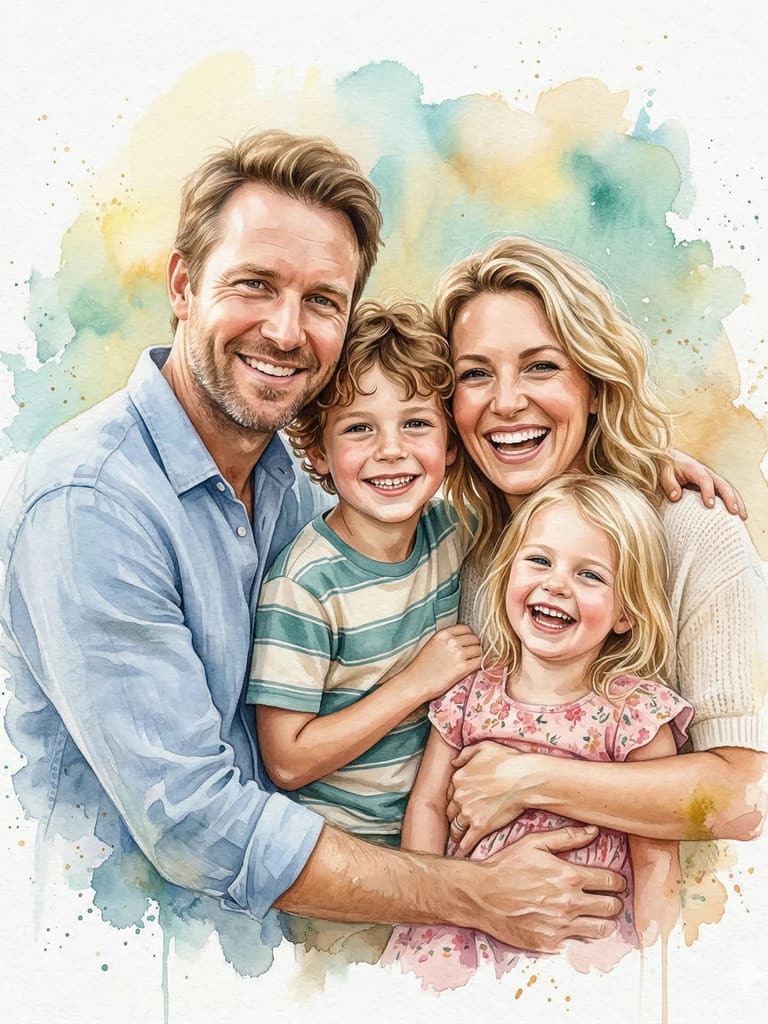 Warm Watercolor Family Bond Illustration (Variation 4)