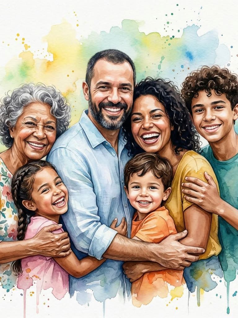 Warm Watercolor Family Bond Illustration (Variation 5)