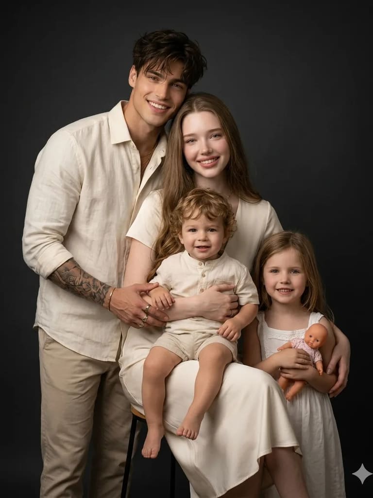 Professional Warm Toned Family Studio Portrait (Variation 3)