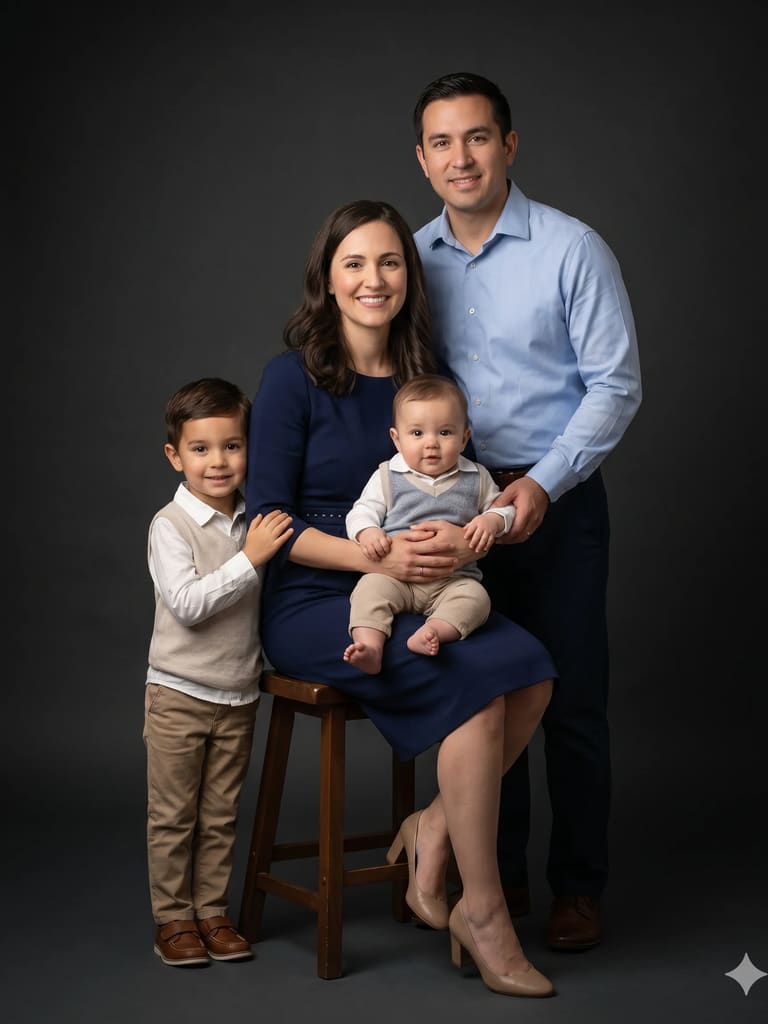 Professional Warm Toned Family Studio Portrait (Variation 2)