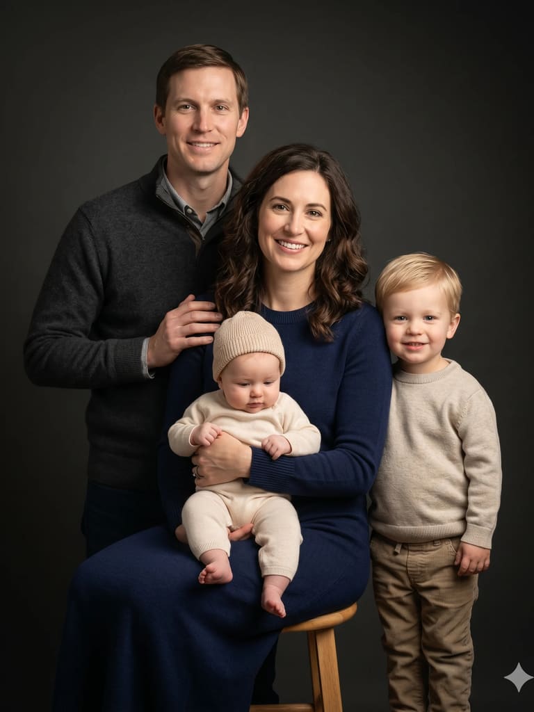 Professional Warm Toned Family Studio Portrait (Variation 4)