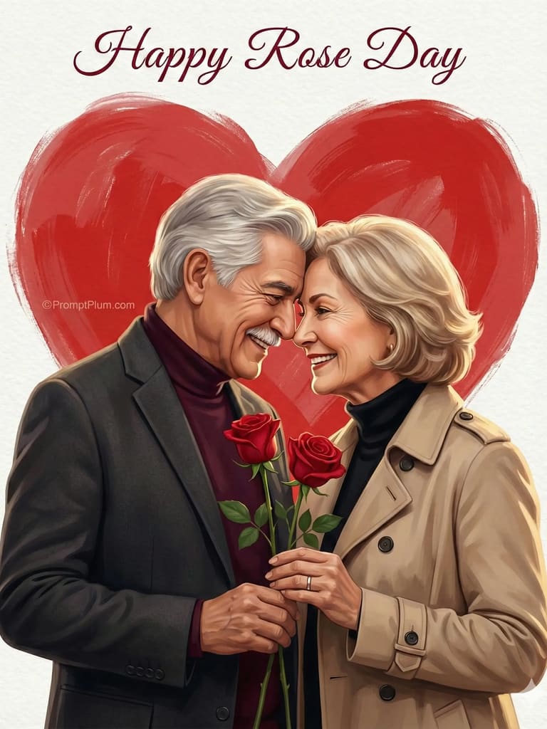 Rose Day Celebration Couple Greeting Illustration (Variation 2)