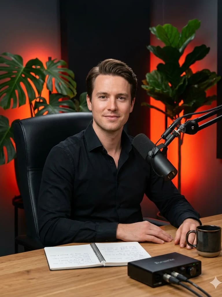 Modern Podcaster Broadcasting Portrait (Variation 3)