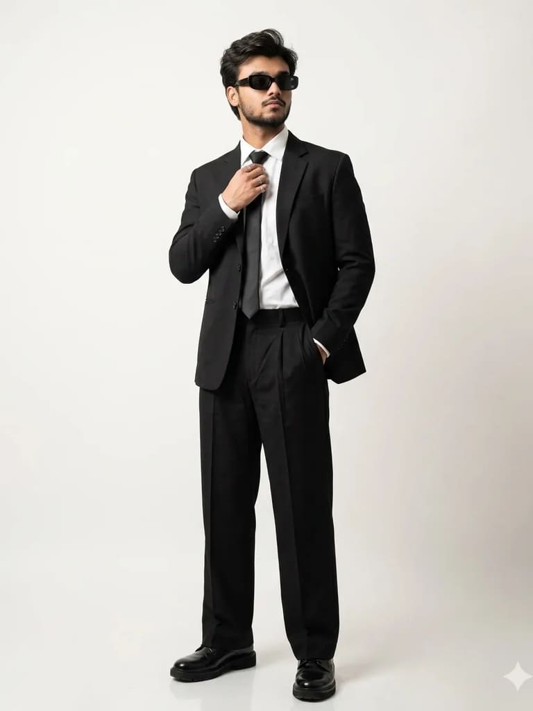 Old Money Classic Black Tailored Suit Portrait (Variation 3)
