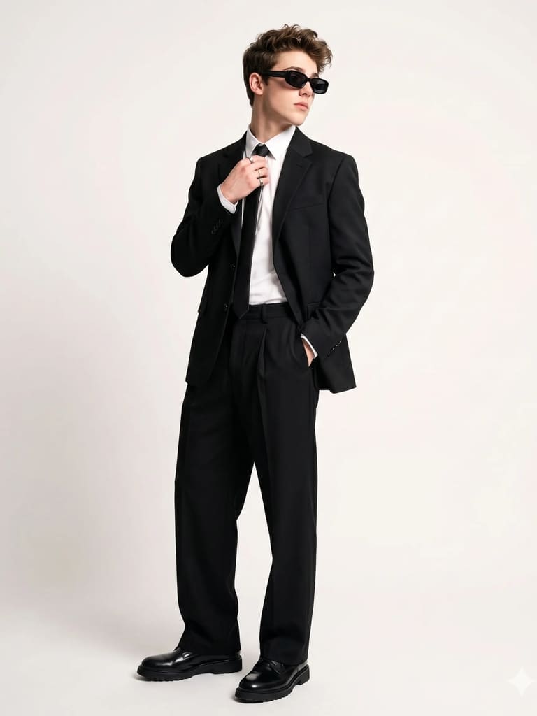 Old Money Classic Black Tailored Suit Portrait (Variation 2)