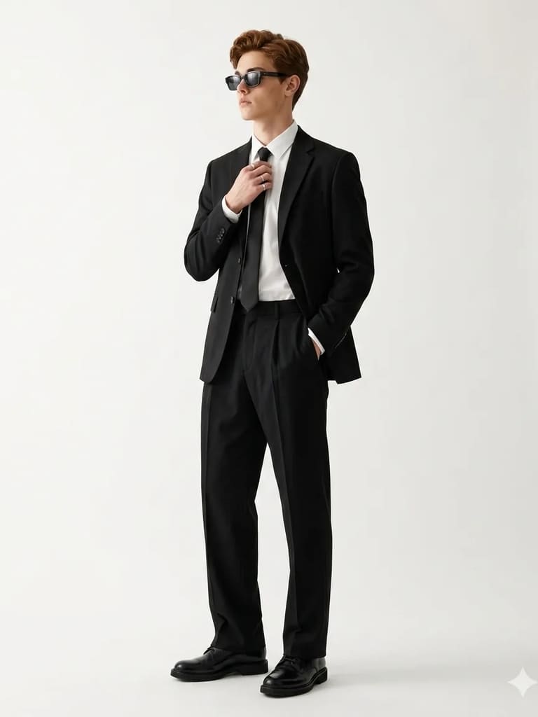 Old Money Classic Black Tailored Suit Portrait (Variation 4)