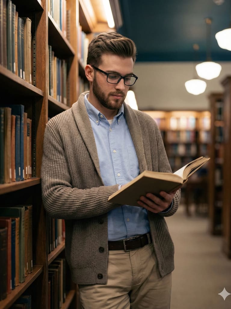 Library Solitude Academic Portrait (Variation 2)