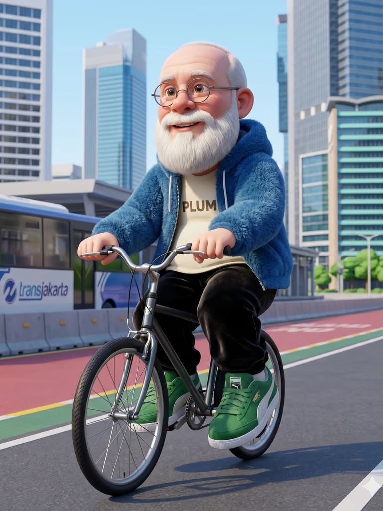The Happy Cyclist 3d Caricature Portrait (Variation 3)