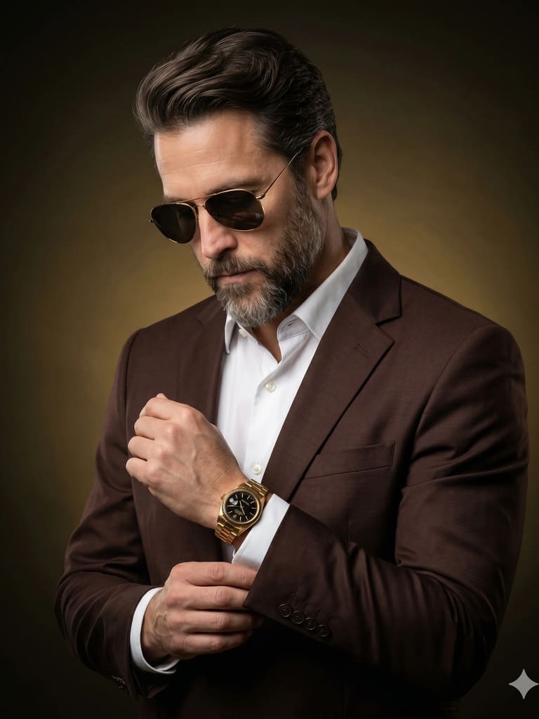Sartorial Bronze High-fashion Editorial Portrait (Variation 4)