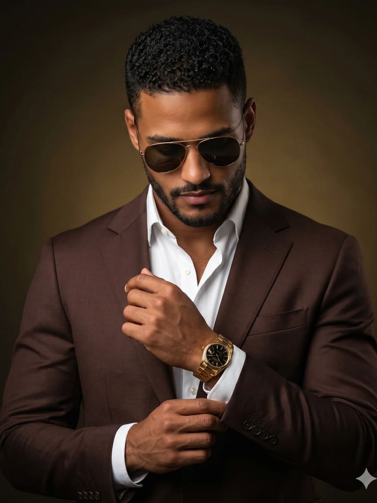 Sartorial Bronze High-fashion Editorial Portrait (Variation 2)
