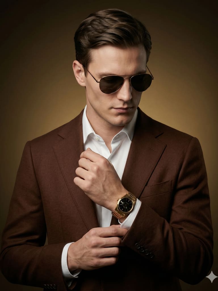 Sartorial Bronze High-fashion Editorial Portrait (Variation 3)