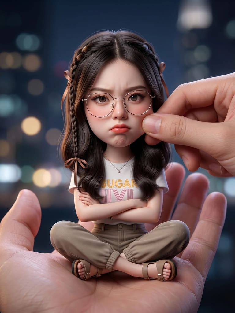 The Tiny Pout 3d Caricature Portrait (Variation 3)