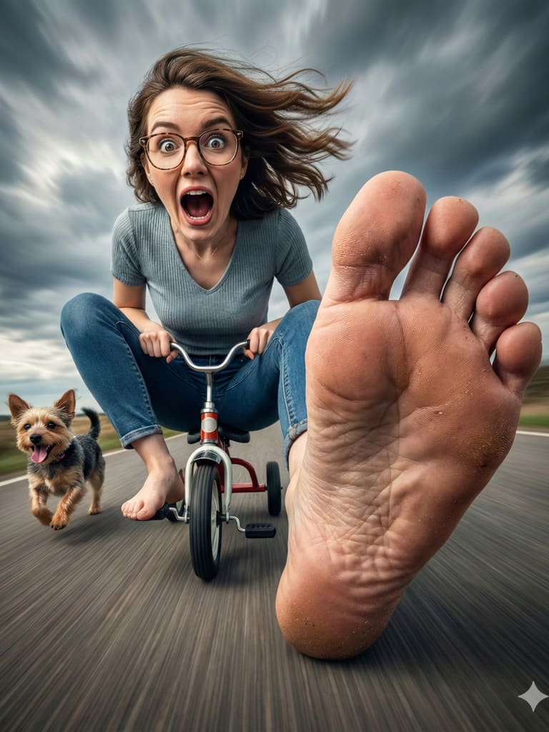Wacky Tricycle Rides 3d Caricature Portrait (Variation 5)