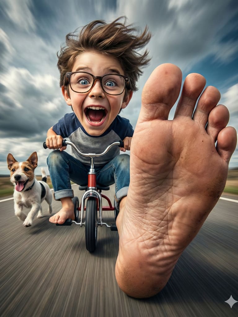 Wacky Tricycle Rides 3d Caricature Portrait (Variation 3)
