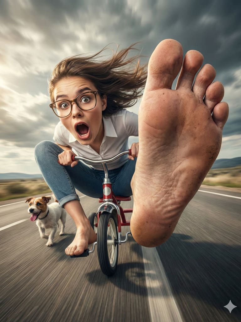 Wacky Tricycle Rides 3d Caricature Portrait (Variation 7)