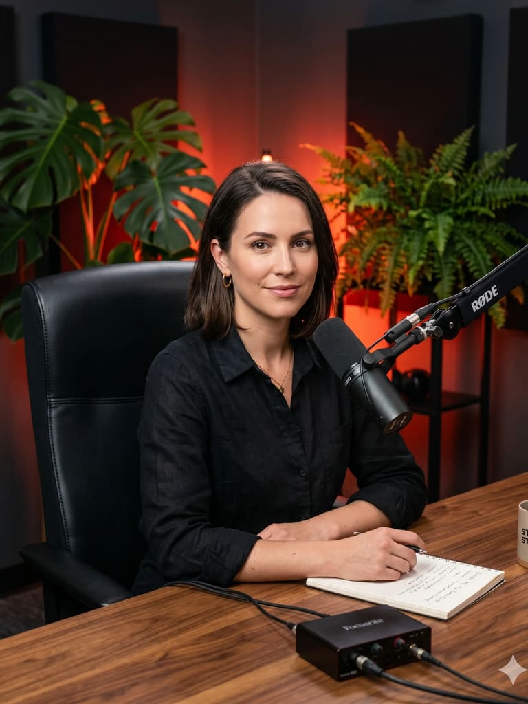 Modern Podcaster Broadcasting Portrait (Variation 2)